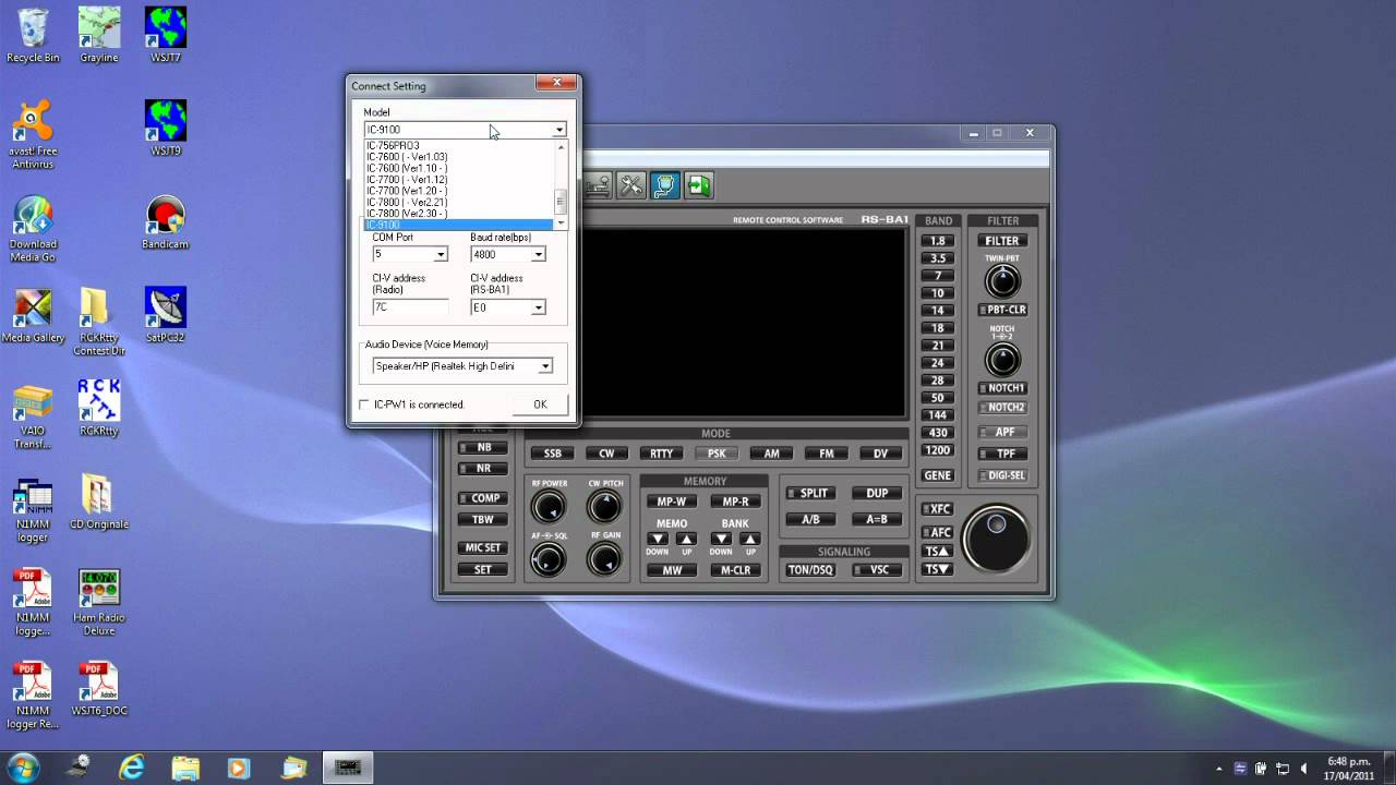 icom rs-ba1 audio port